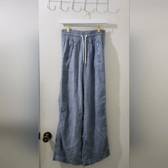 Athleta Blue Wide-Leg Linen Pants, Size 2, 100 % Linen. - Picture 1 of 9